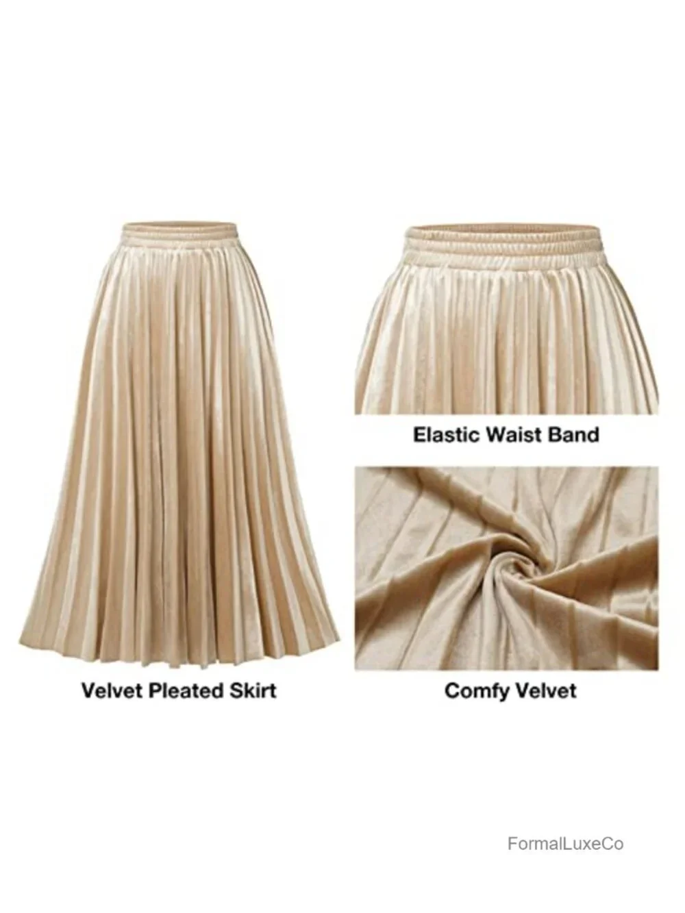 DRESSTELLS Pleated Midi Skirt High Waisted A-Line Chiffon Lined